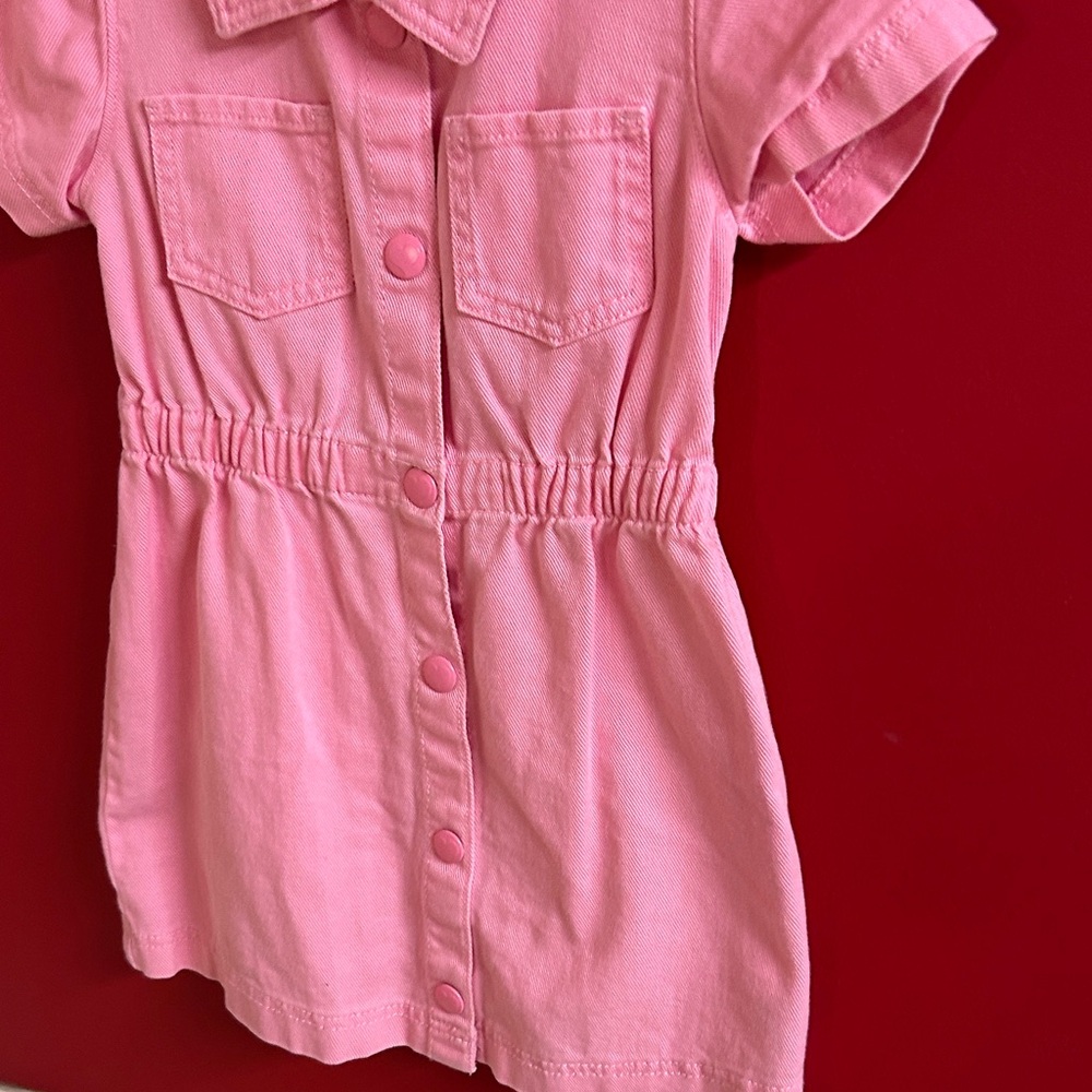 Old Navy Pink Collared Button-Up Dress denim snap size 4T - Picture 3 of 6